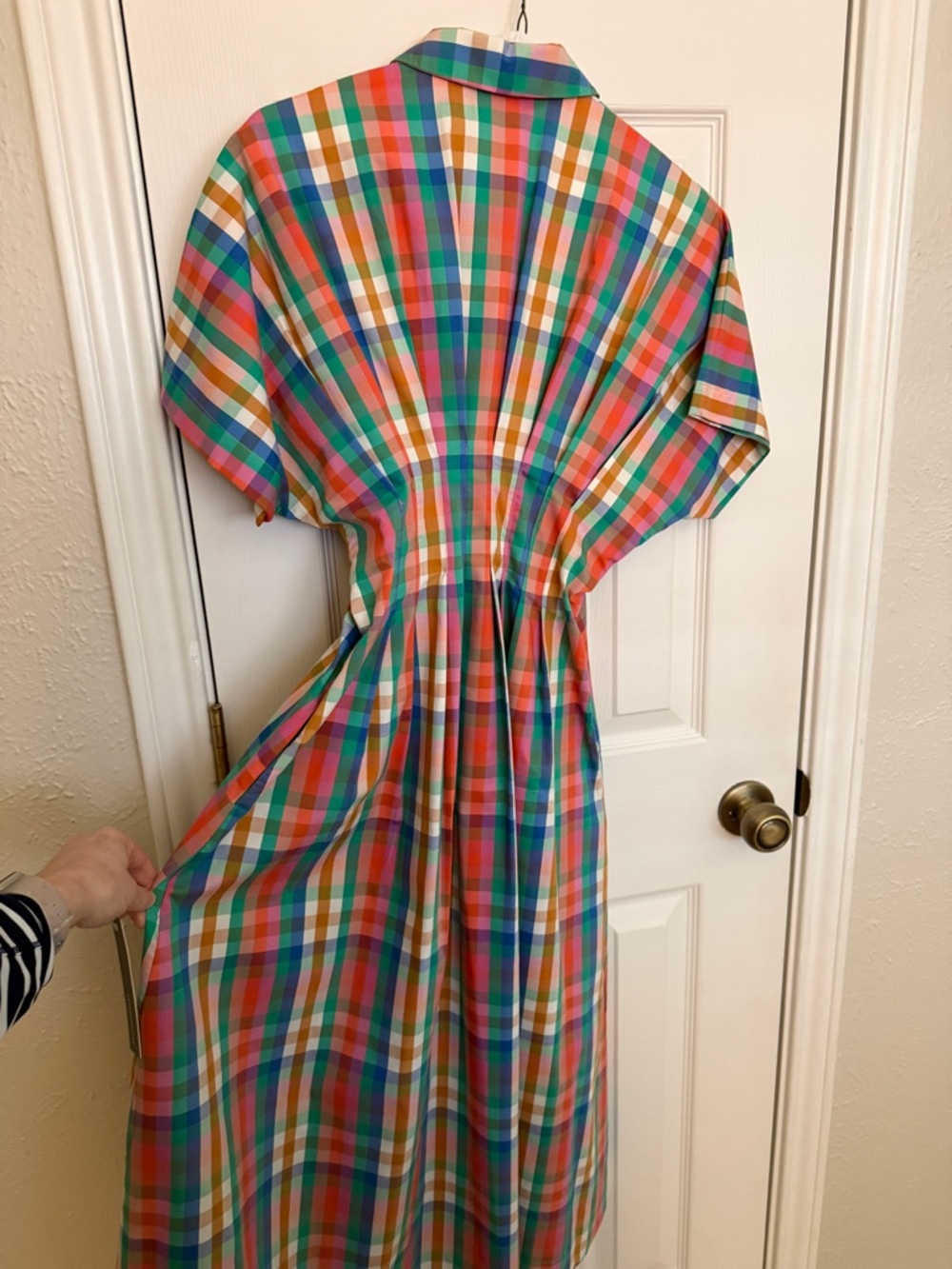 Anthropologie THE TOBIE BUTTON-FRONT PLEATED SHIRT DRESS BY EXQUISE Plaid XXSP - Picture 5 of 9
